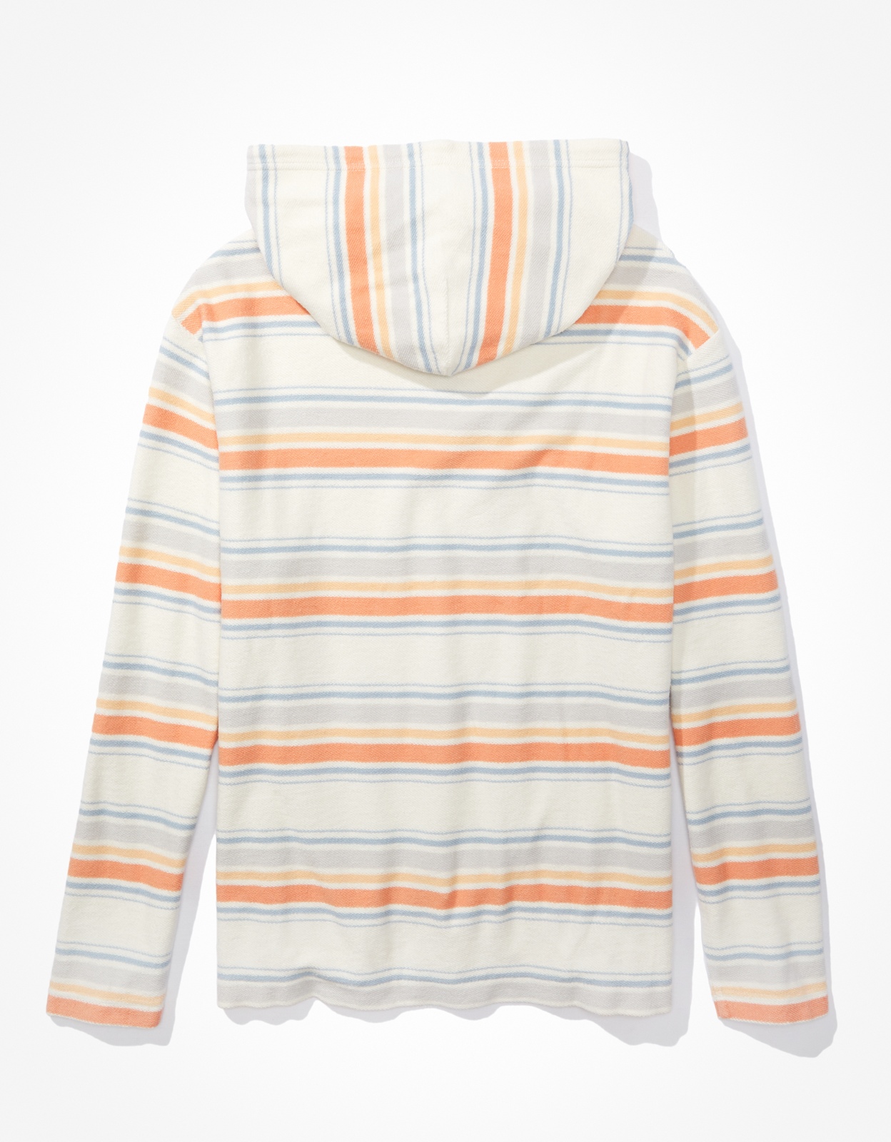 Shop AE Bonfire Fleece Striped Baja Hoodie online American Eagle