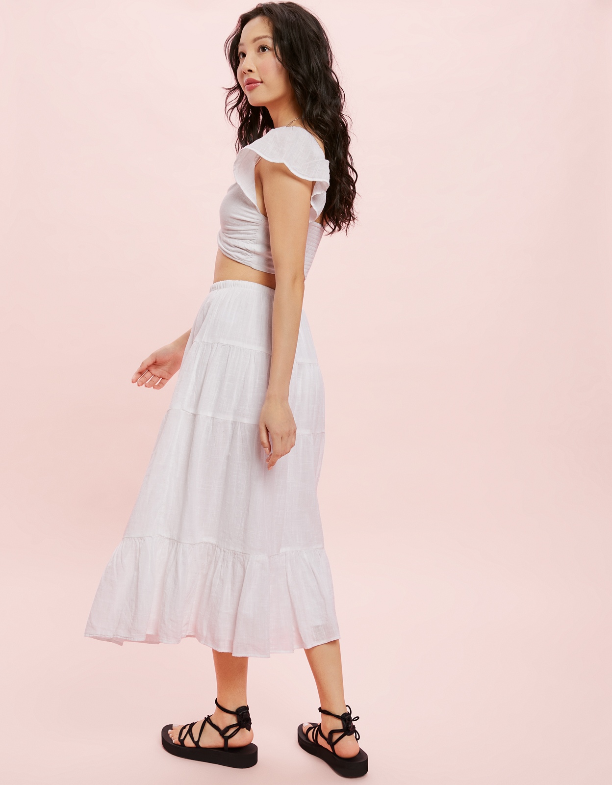 Shop AE Tiered Midi Skirt online | American Eagle Outfitters Egypt