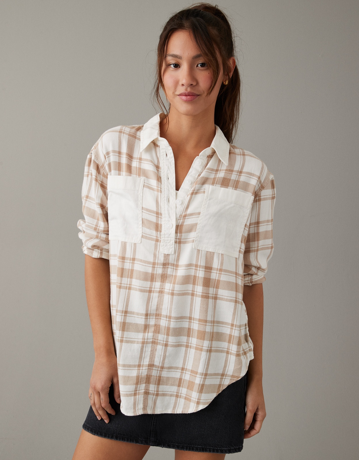 Plaid shop pullover women's