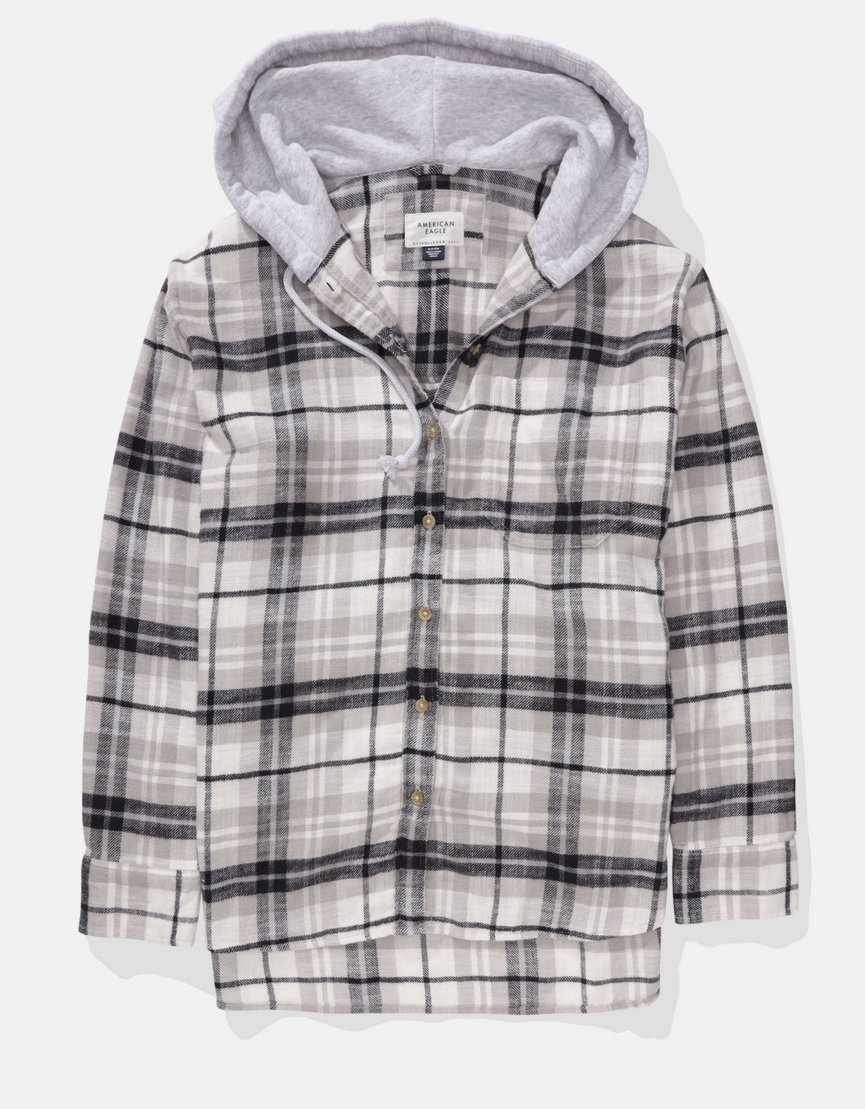 AE Classic Oversized Plaid Flannel Hoodie