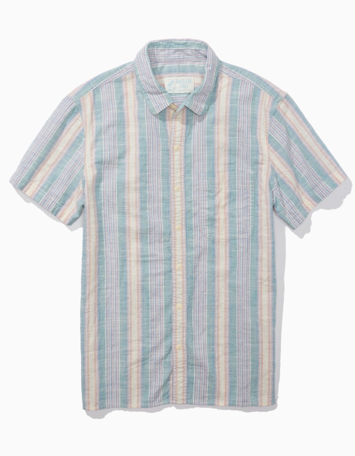 BLUE STRIPE POPLIN RESORT SHIRT